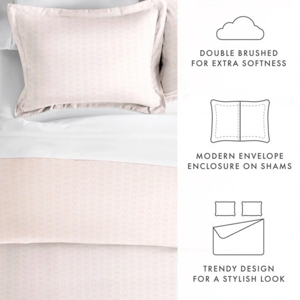 NOBLE LINENS NWT classic damask pink pattern duvet set -full/queen
